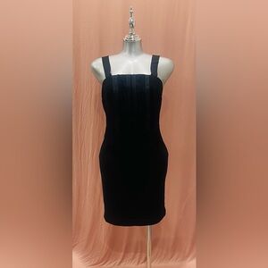 Banana Republic Classic Black Wool Sleeveless Dress with Pleated Bodice
